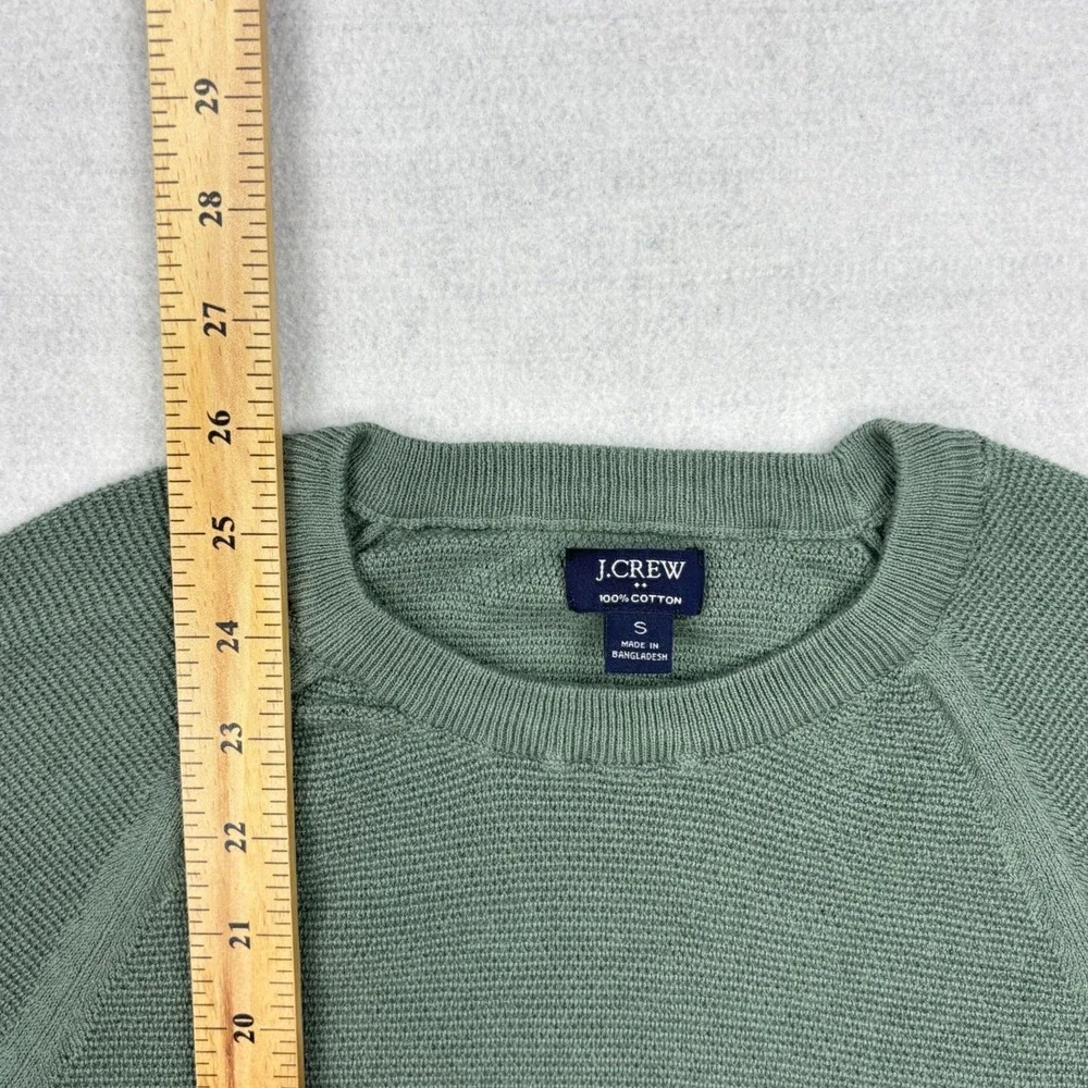 JCrew Factory Mens Small Crewneck Cotton Knit Raglan Sweater Sage Green CD617